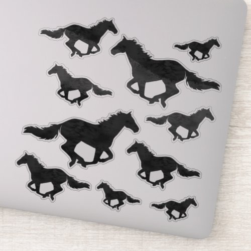 Galloping Horse Watercolor Silhouette Sticker