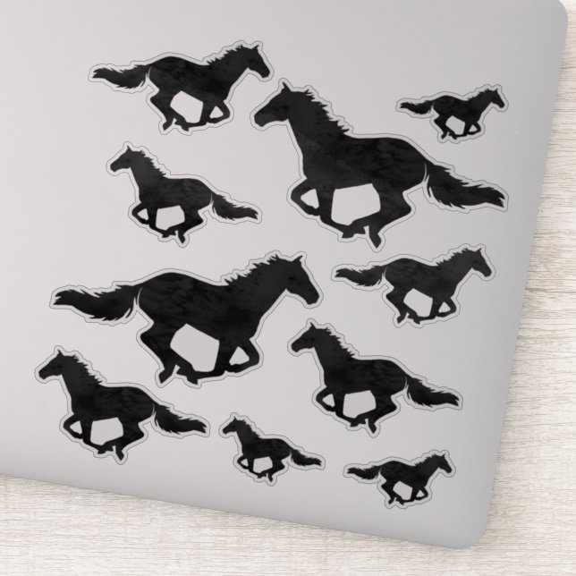 Galloping Horse Watercolor Silhouette Sticker (Detail)