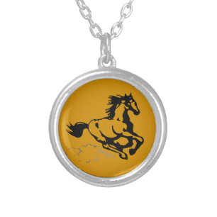 Galloping Horse Wild and Free Silver Plated Necklace