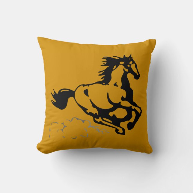 Galloping Horse Wild and Free Throw Pillow (Front)