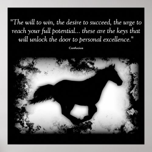 Galloping Horse with Confucius quote Poster