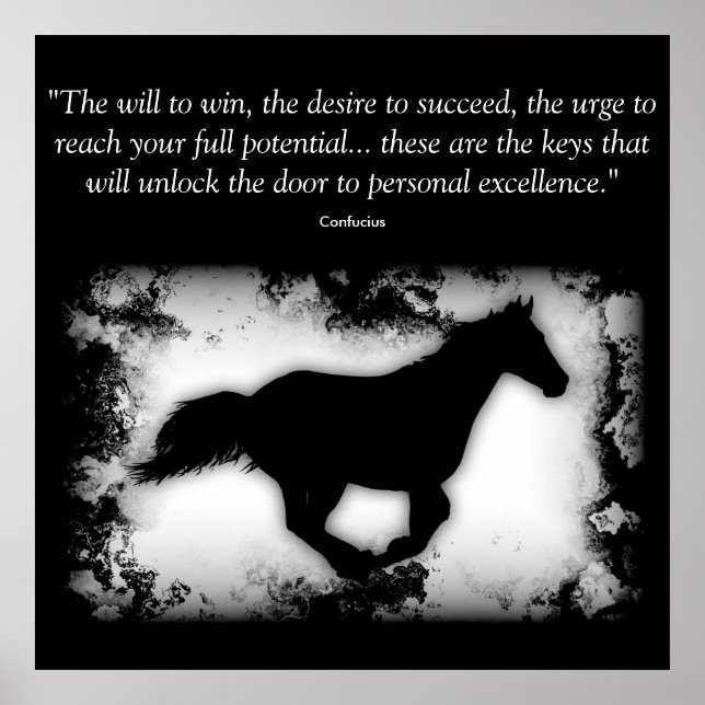 Galloping Horse with Confucius quote Poster (Front)