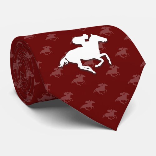 Galloping Horseman  Dark Red Sports Gifts Neck Tie