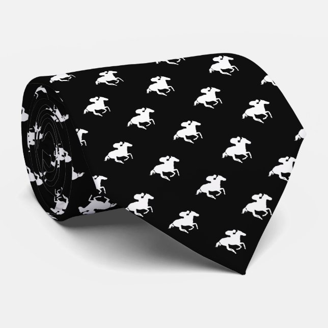 Galloping Horseman Pattern | Derby Neck Tie (Rolled)