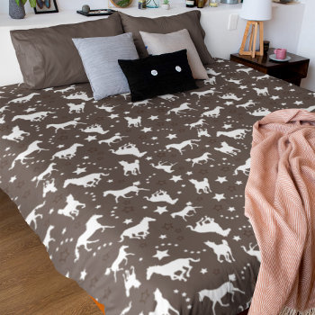 Galloping Horses Equestrian Horse Pattern Brown Duvet Cover by allpetscherished at Zazzle