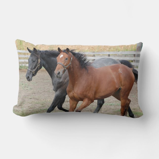 Galloping Horses Lumbar Pillow (Front)