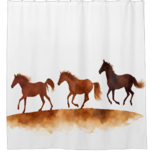 Galloping Horses on Watercolor Plain Shower Curtain
