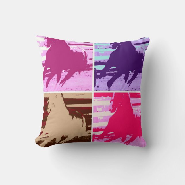 Galloping Horses Throw Pillow (Front)