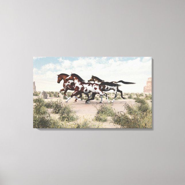 Galloping Horses Wrapped Canvas Print (Front)