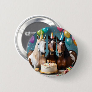 Galloping into Fun: A Horse Birthday Celebration Button