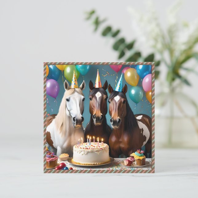 Galloping into Fun: A Horse Birthday Celebration Invitation (Standing Front)