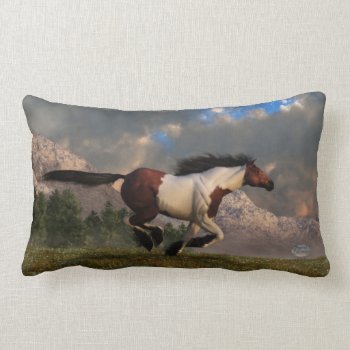 Galloping Mustang Lumbar Pillow by ArtOfDanielEskridge at Zazzle