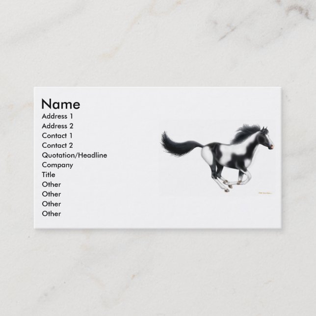 Galloping Paint Horse Business Card (Front)