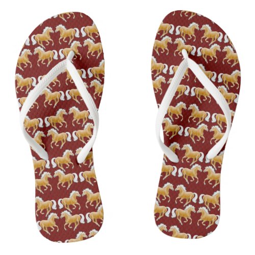 Galloping Palomino Haflinger Horse Flip Flops