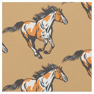 Galloping pinto Horse Fabric