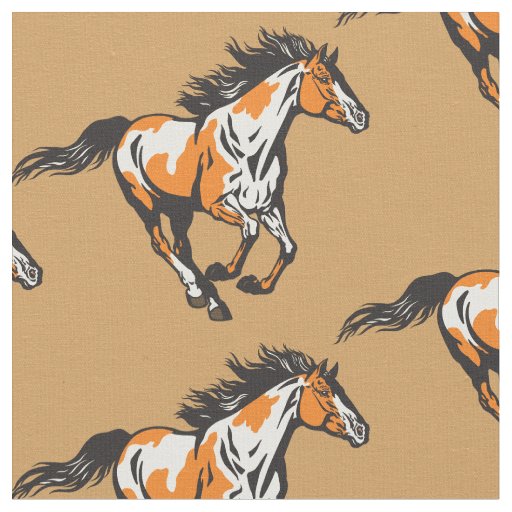 Galloping pinto Horse Fabric