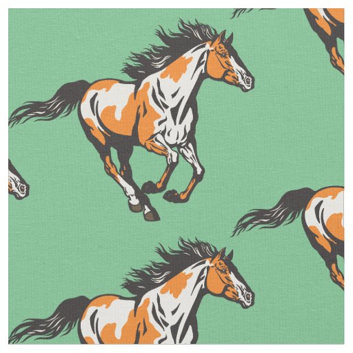 Galloping pinto Horse Fabric