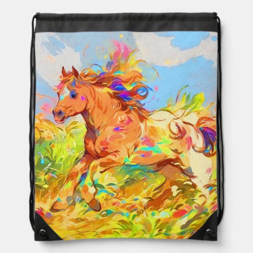 Galloping Pony _ Childrens Book Art Drawstring Bag