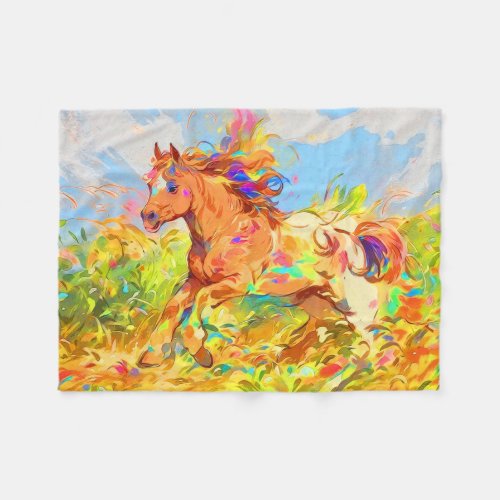 Galloping Pony _ Childrens Book Art Fleece Blanket