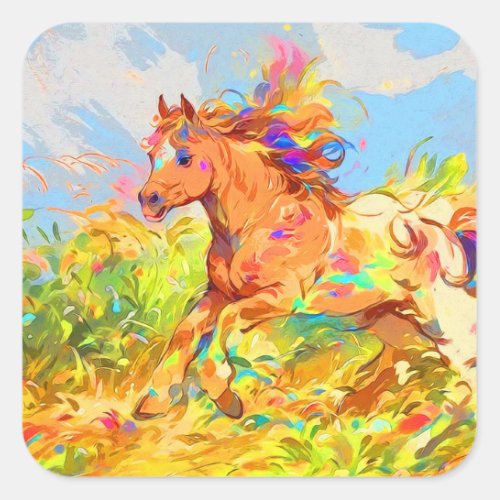 Galloping Pony _ Childrens Book Art Square Sticker