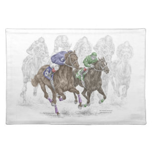 Galloping Race Horses Cloth Placemat
