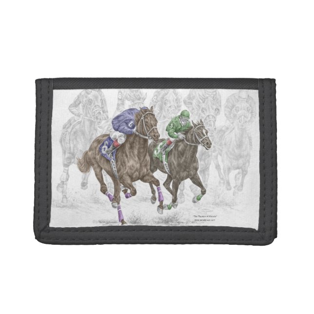 Galloping Race Horses Tri-fold Wallet (Front)