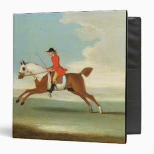 Galloping Racehorse and mounted Jockey in Red (oil 3 Ring Binder