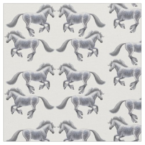 Galloping Shire Draft Horses Fabric