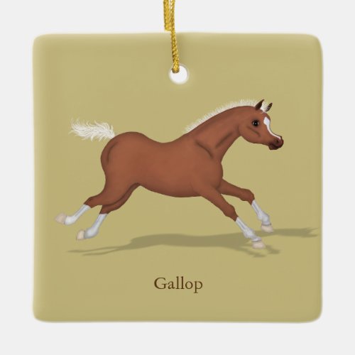 Galloping Sorrel Gaits of the Horse Equestrian Ceramic Ornament