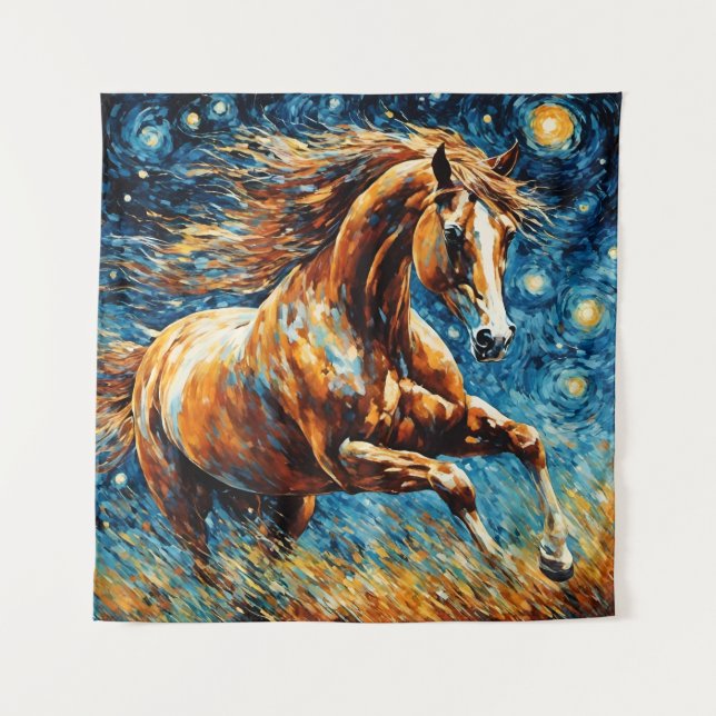 Galloping Sorrel Horse Tapestry (Front)