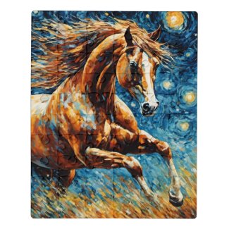 Galloping Sorrel in the Starry Night