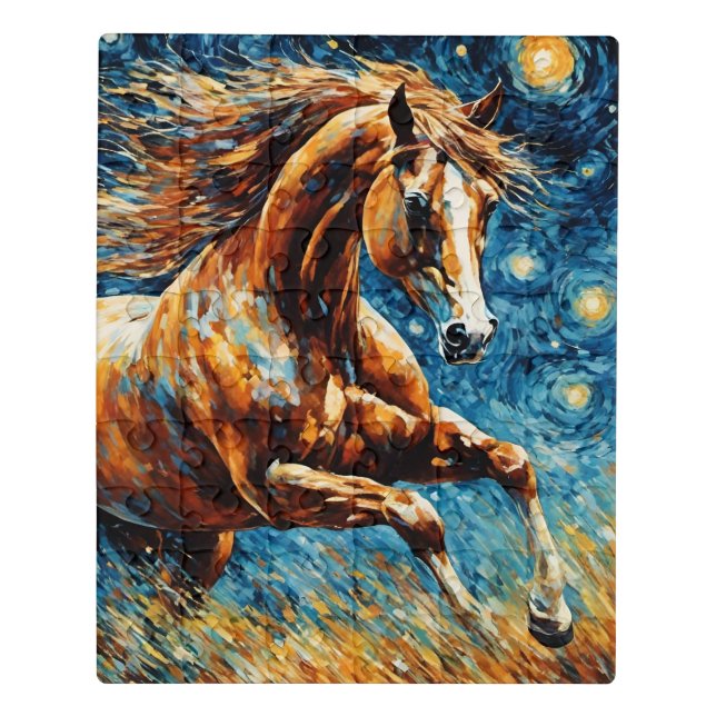 Galloping Sorrel in the Starry Night Jigsaw Puzzle (Puzzle Vertical)