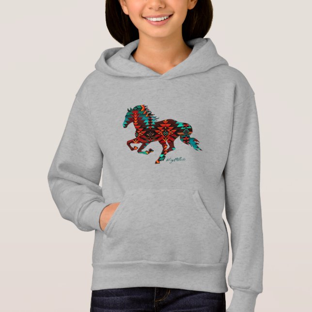 Galloping Southwest Horse Silhouette Hoodie (Front)