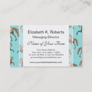 Galloping Spanish Stallions Aqua Background Business Card