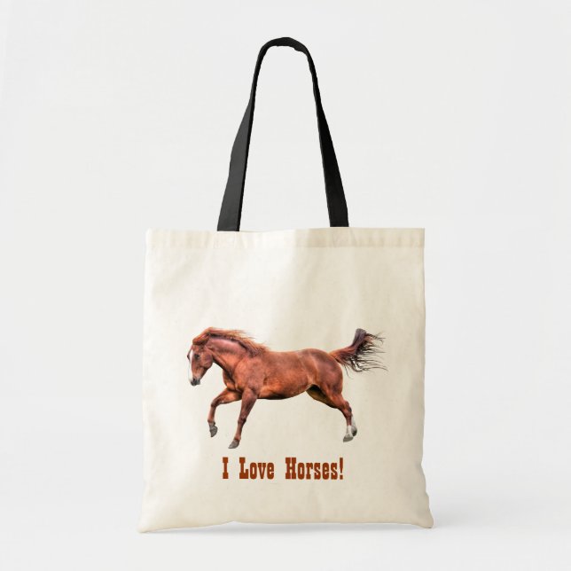Galloping Spirited Red Dun Horse Design Tote Bag (Front)