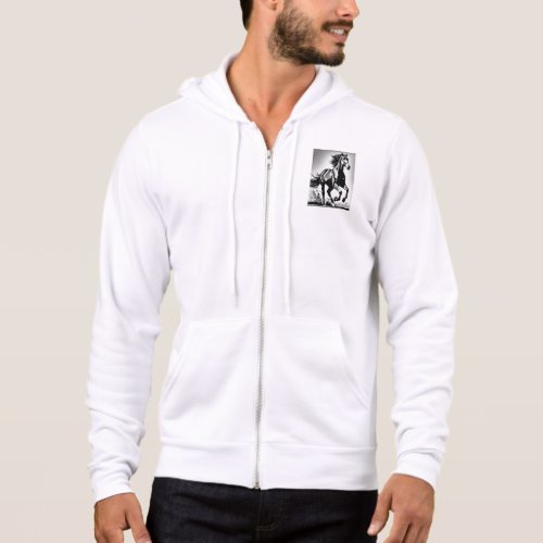 Galloping Style Mens Hoodies with Majestic Hors