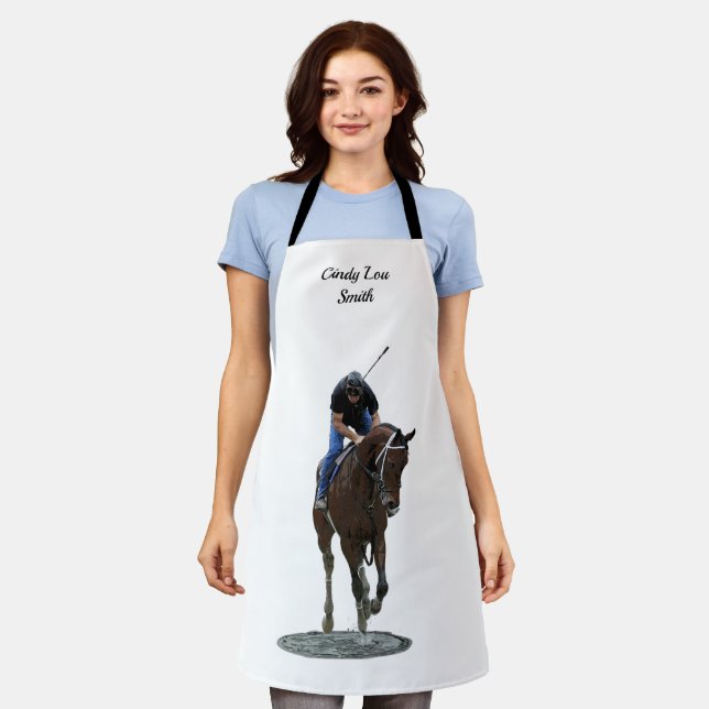 Galloping Thoroughbred Horse And Rider Apron (Worn)
