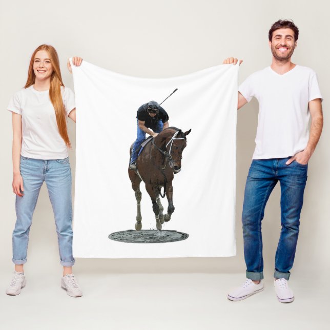 Galloping Thoroughbred Horse And Rider Blanket (In Situ)