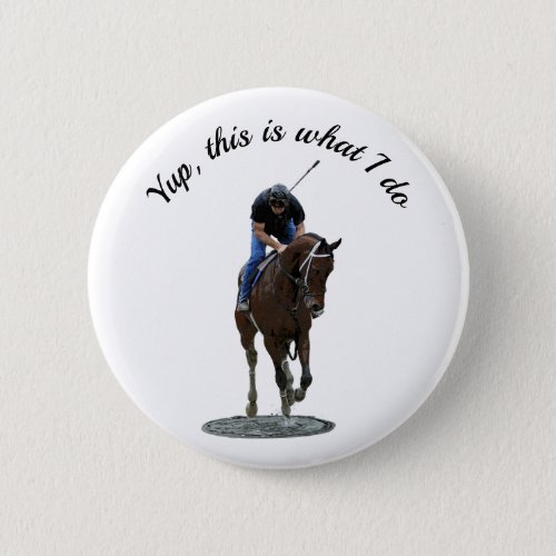 Galloping Thoroughbred Horse And Rider Pin Button