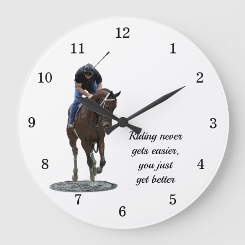 Galloping Thoroughbred Horse And Rider Wall Clock