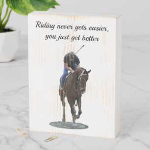 Galloping Thoroughbred Horse And Rider Wood Sign