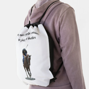 Galloping Thoroughbred Horse Drawstring Backpack