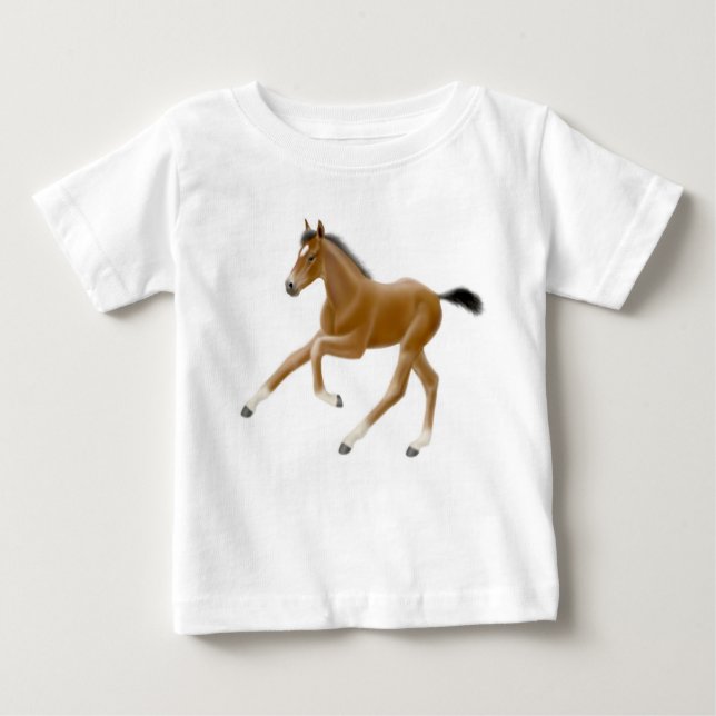 Galloping Thoroughbred Horse Foal Baby Shirt (Front)