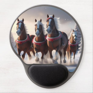Galloping Through the Snow: Santa’s Magical Horses Gel Mouse Pad
