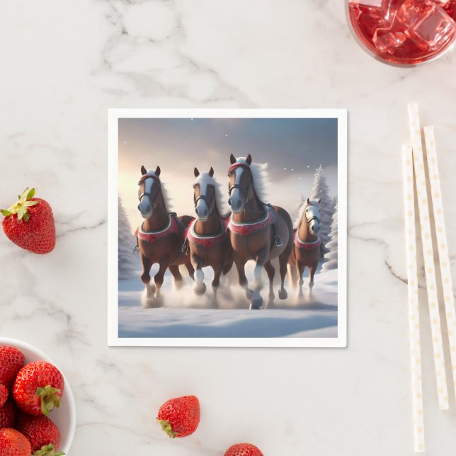 Galloping Through the Snow: Santa’s Magical Horses Napkins (Insitu)