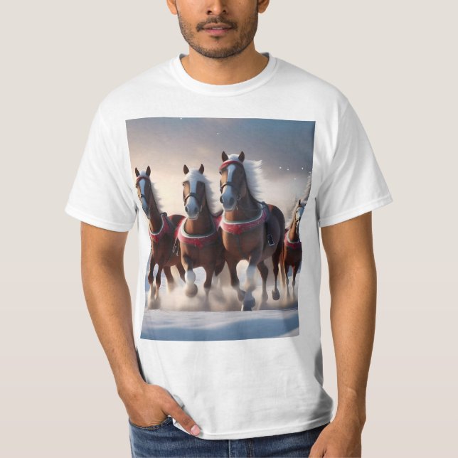 Galloping Through the Snow: Santa’s Magical Horses T-Shirt (Front)