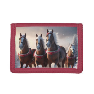 Galloping Through the Snow: Santa’s Magical Horses Tri-fold Wallet