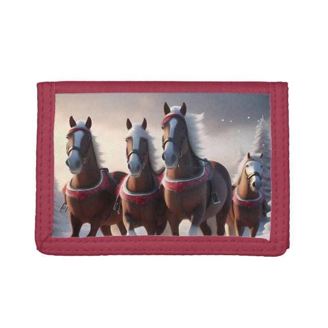 Galloping Through the Snow: Santa’s Magical Horses Trifold Wallet (Front)