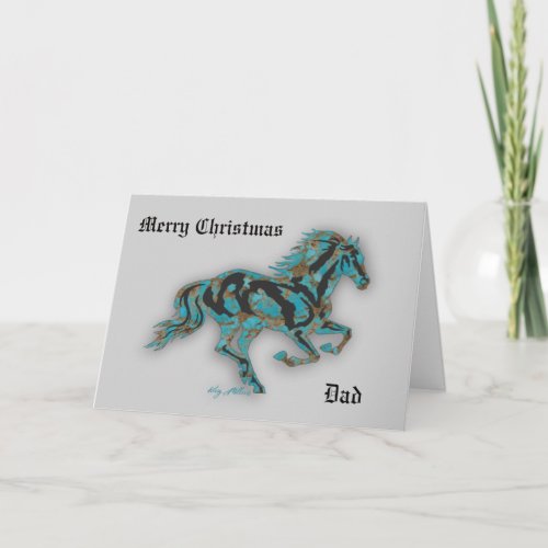 Galloping Turquoise Horse Holiday Card