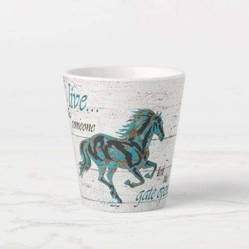 Galloping Turquoise Horse Latte Mug